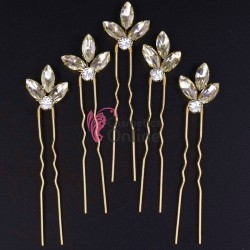 Ac metalic pentru par ACM031AA Auriu cu cristale din sticla 